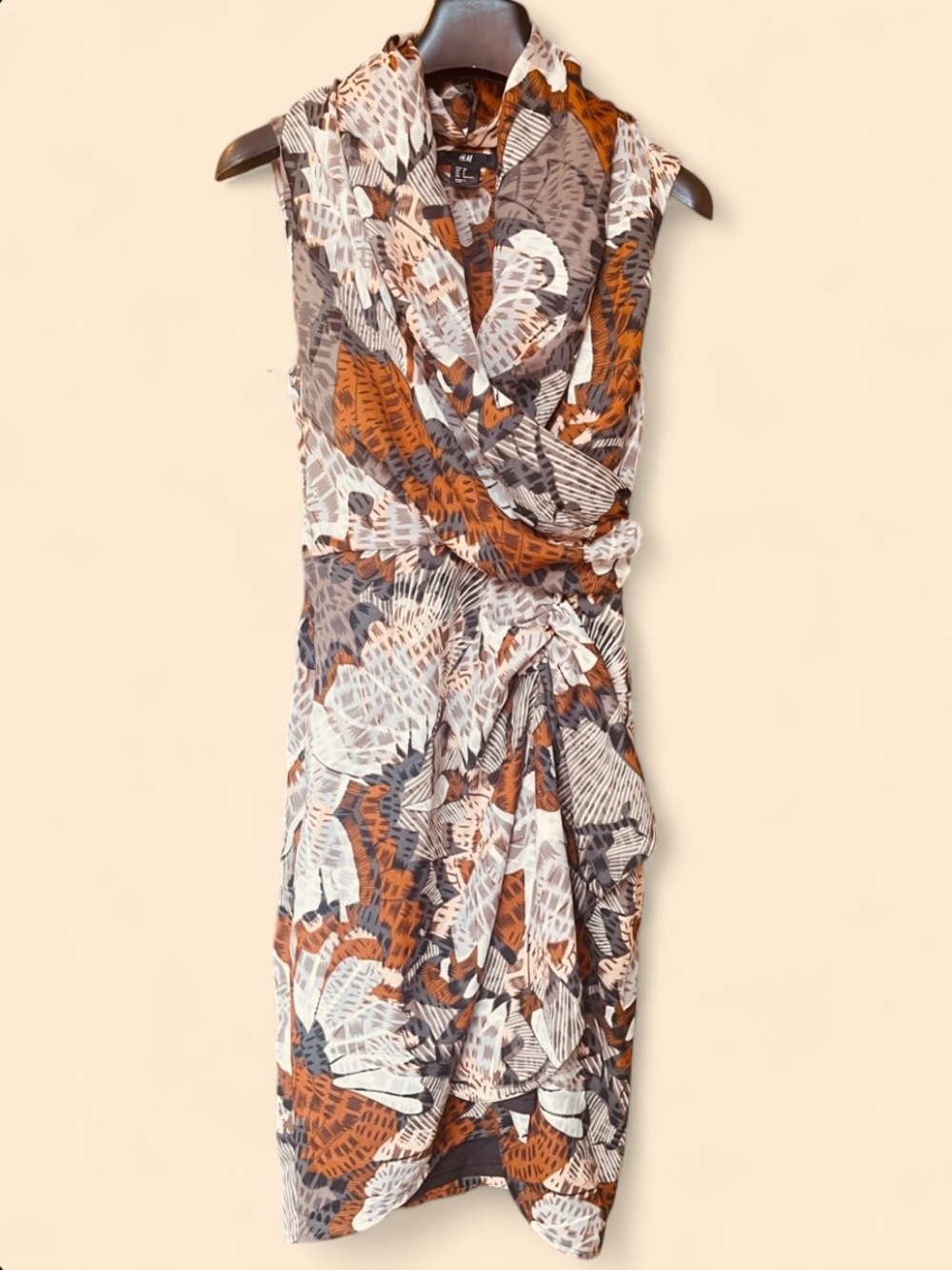 NWOT H&M Women's Brown Abstract Print Short Dress XS